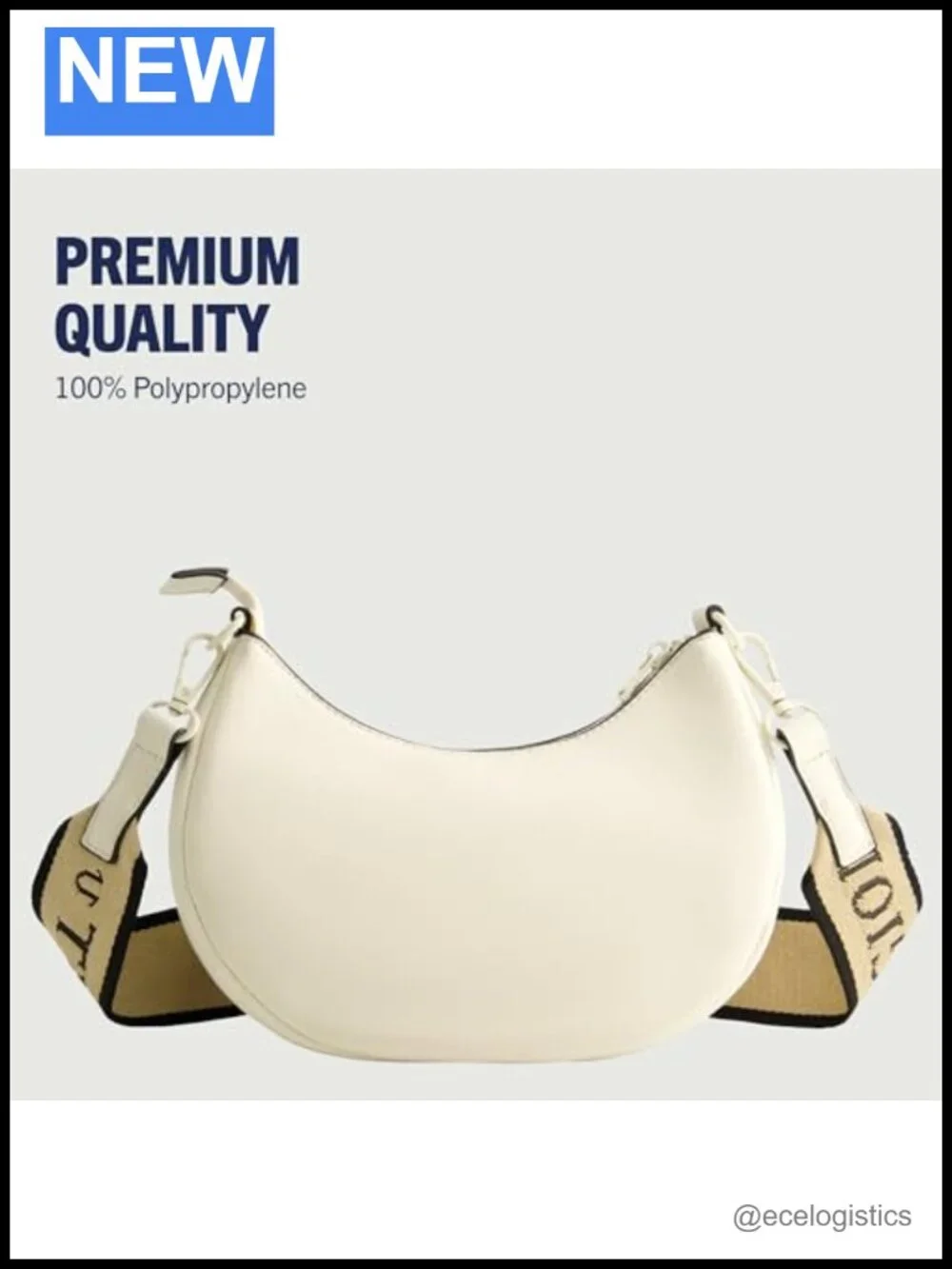 Crescent Hobo Handbag with Adjustable Strap and Horseshoe Logo